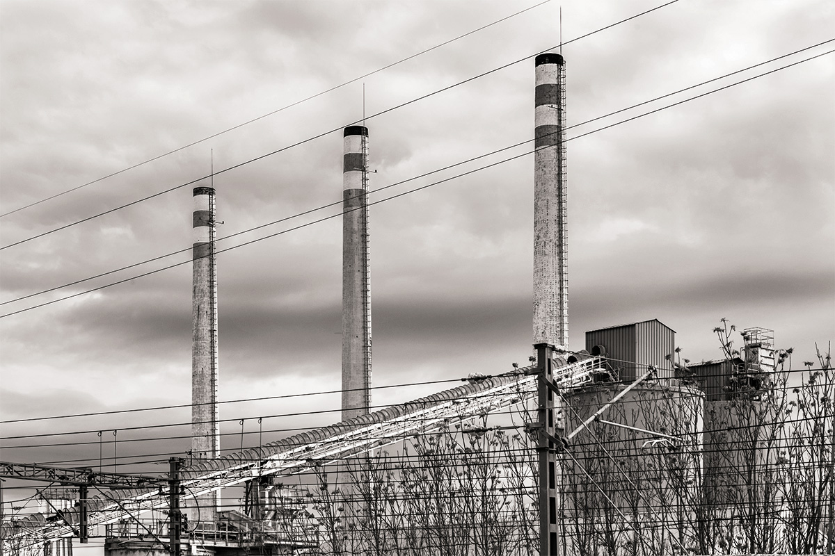 Chimeneas de fábrica de botellas.